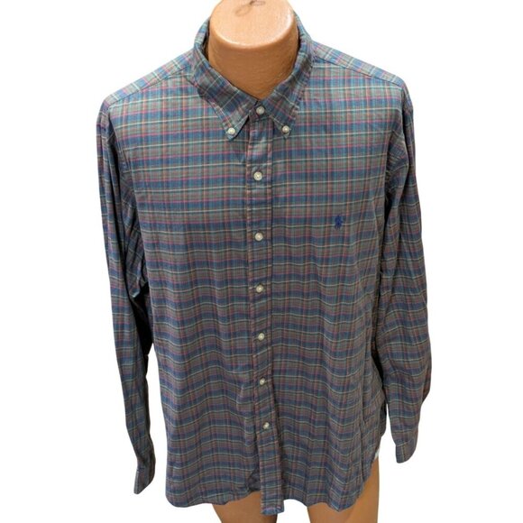 Ralph Lauren Mens XXL Plaid Button-Down Shirt 100% Cotton Classic Fit L/S - Picture 1 of 9
